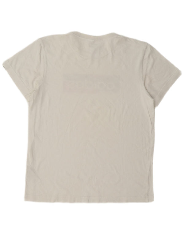 Adidas T-shirt graphique surdimensionné pour femme UK 8/10 Petit coton blanc