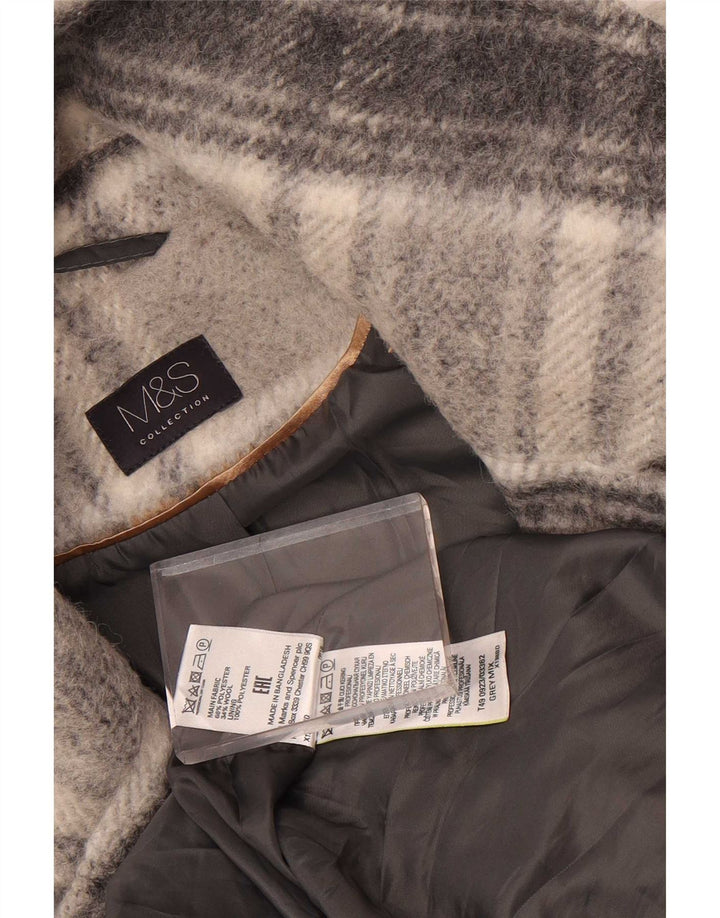 Marks & Spencer Manteau croisé pour femme UK 16 Grand carreaux gris