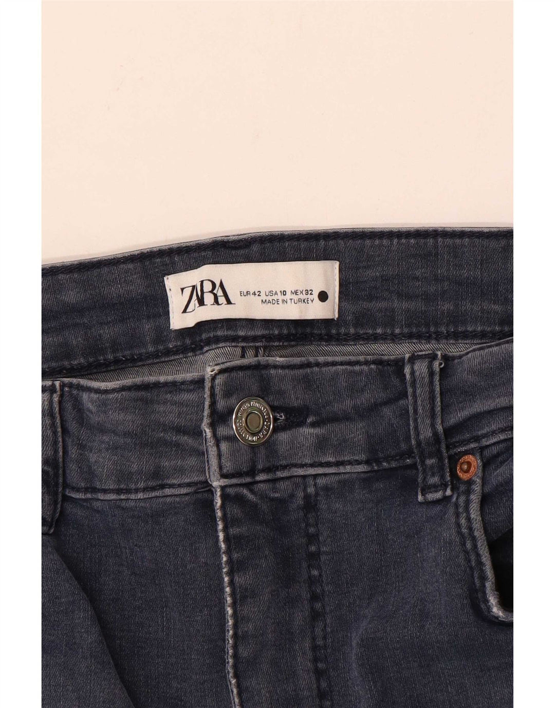 Zara Jean Slim Femme EU 42 Large W32 L28 Bleu Marine