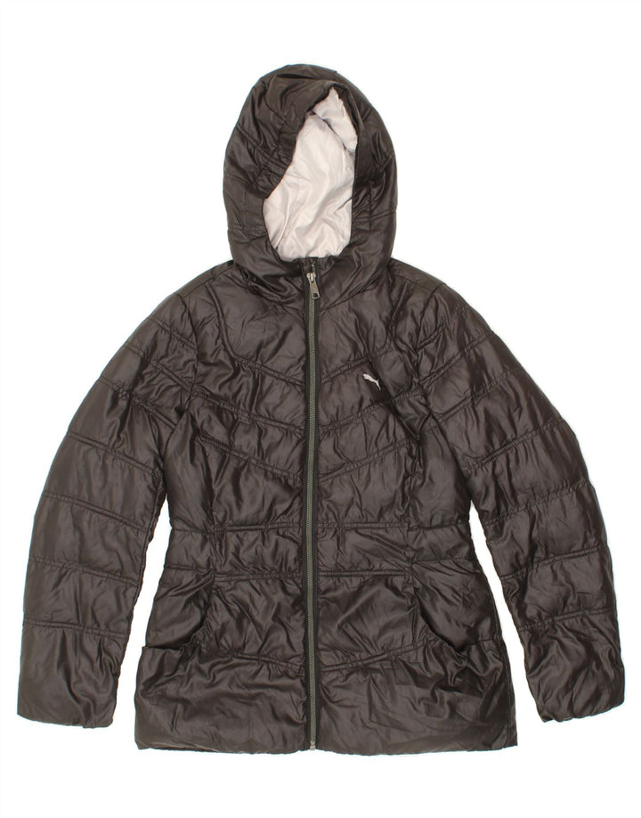 PUMA Womens Hooded Padded Jacket UK 10 Small Black Vintage Puma and Second-Hand Puma from Messina Hembry 