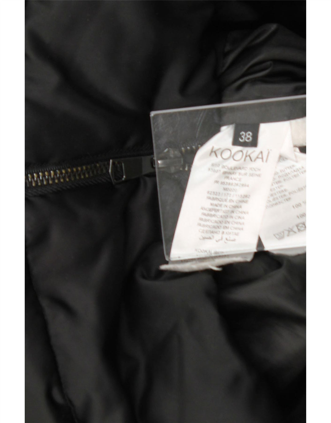KOOKAI Womens Hooded Padded Jacket EU 38 Medium Black Polyester Vintage Kookai and Second-Hand Kookai from Messina Hembry 