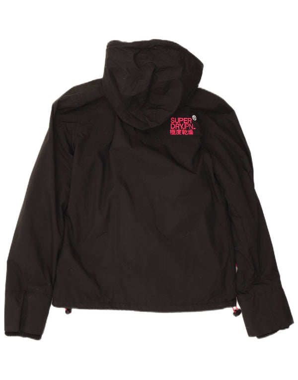 Superdry Veste coupe-vent à capuche pour femme UK 10 Petit nylon noir