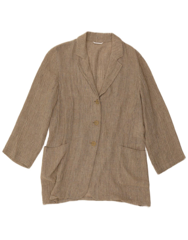 Max Mara Veste blazer longue pour femme UK 12 pied-de-poule beige moyen