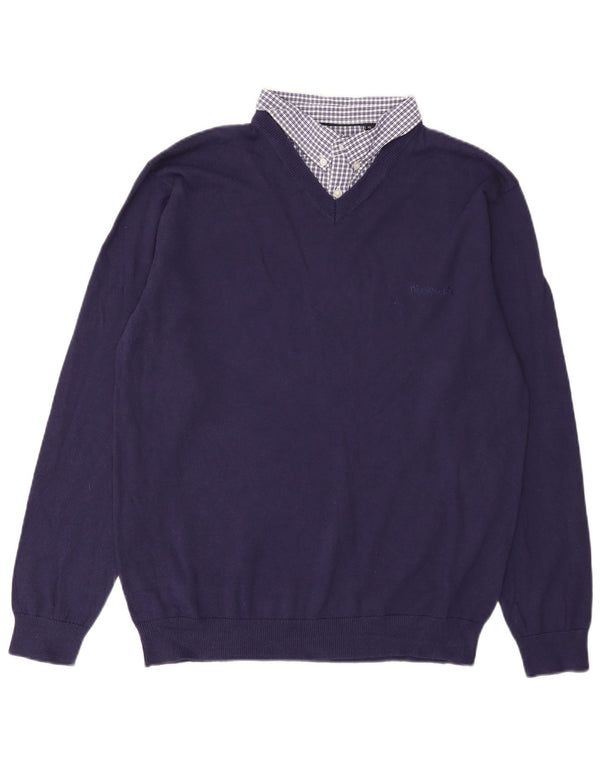 Pierre Cardin Pull Col V Homme XL Bleu Marine Coton