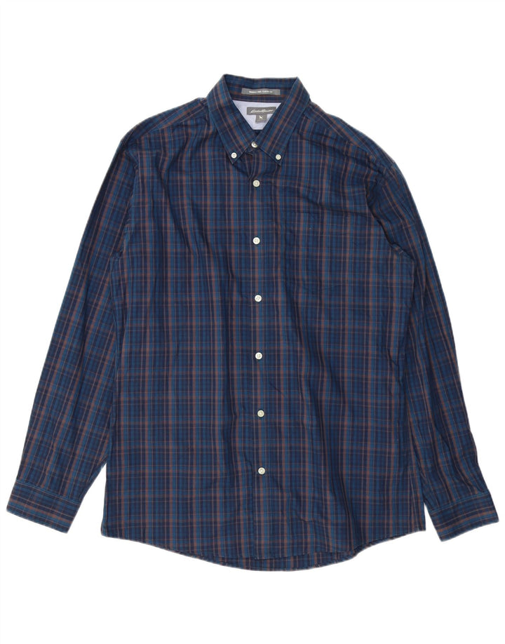 Eddie Bauer Chemise classique pour homme en coton à carreaux bleu marine