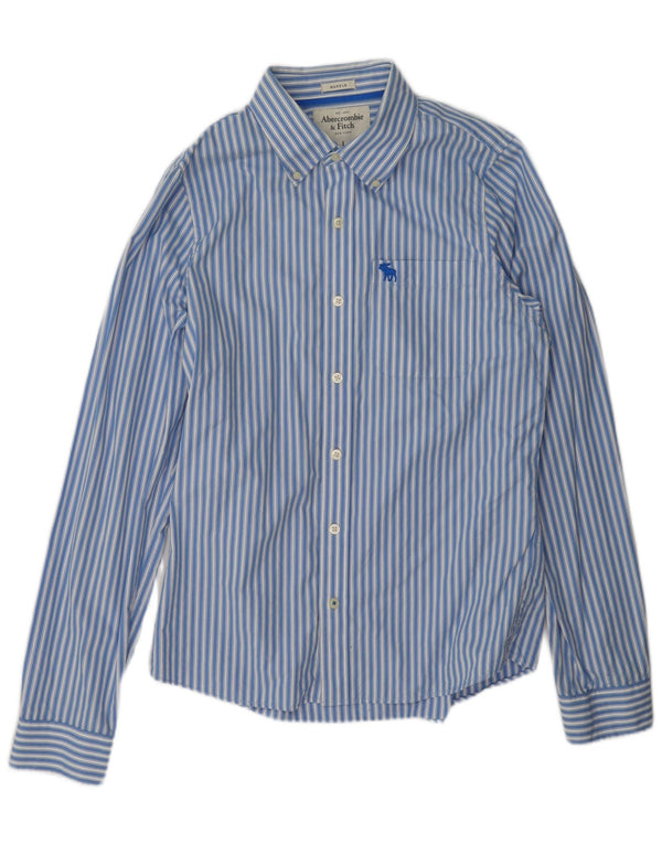 Abercrombie & Fitch Chemise musculaire pour hommes Grand coton rayé bleu