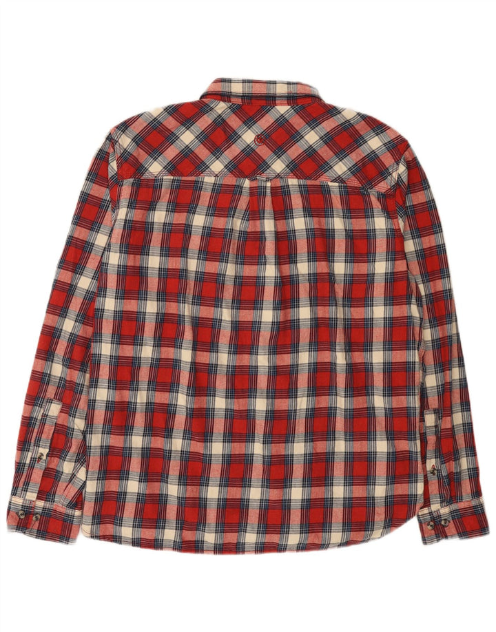 Fat Face Chemise en flanelle coupe classique pour homme XL Rouge à carreaux en coton