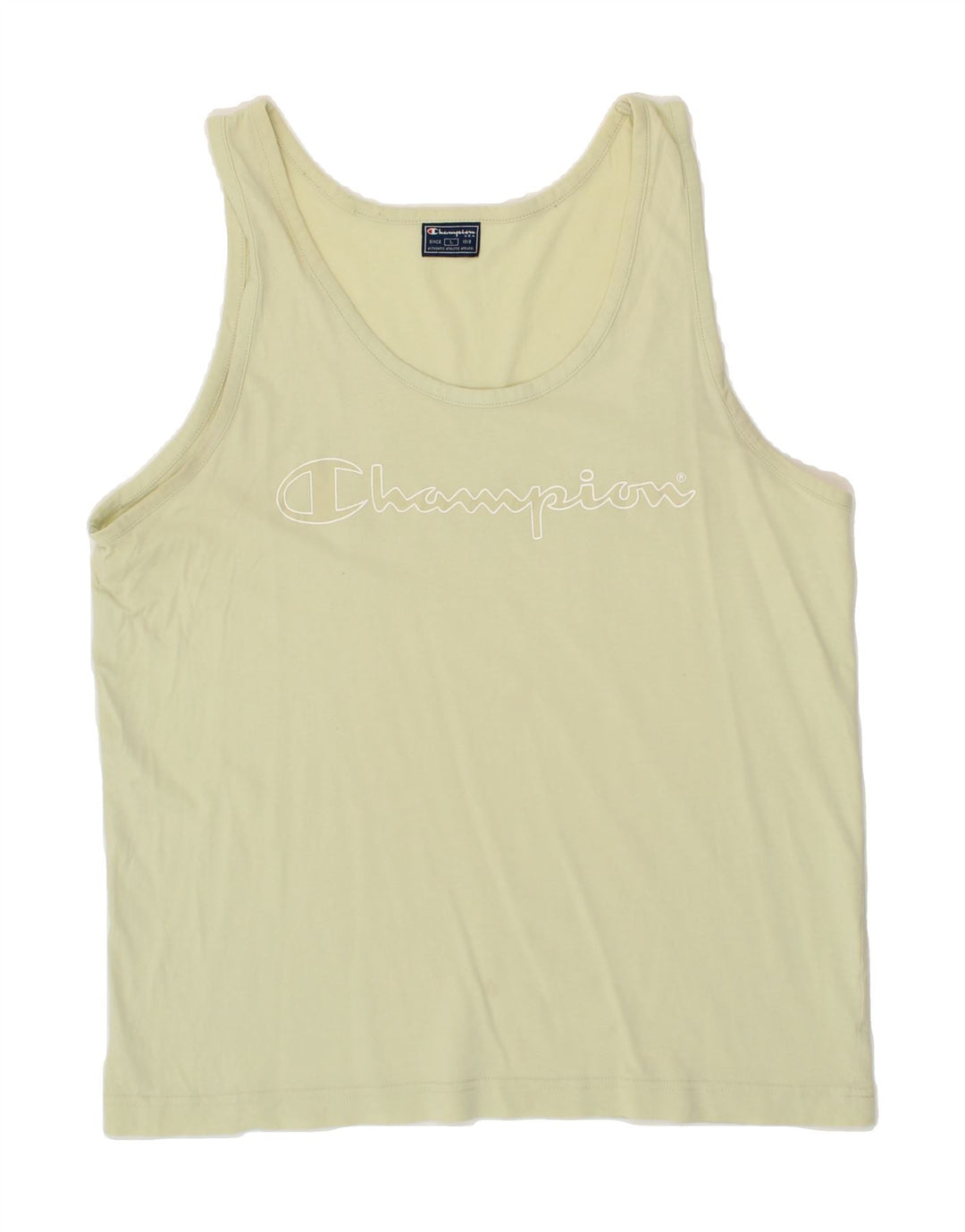 CHAMPION Mens Graphic Vest Top Large Green Cotton Vintage Champion and Second-Hand Champion from Messina Hembry 