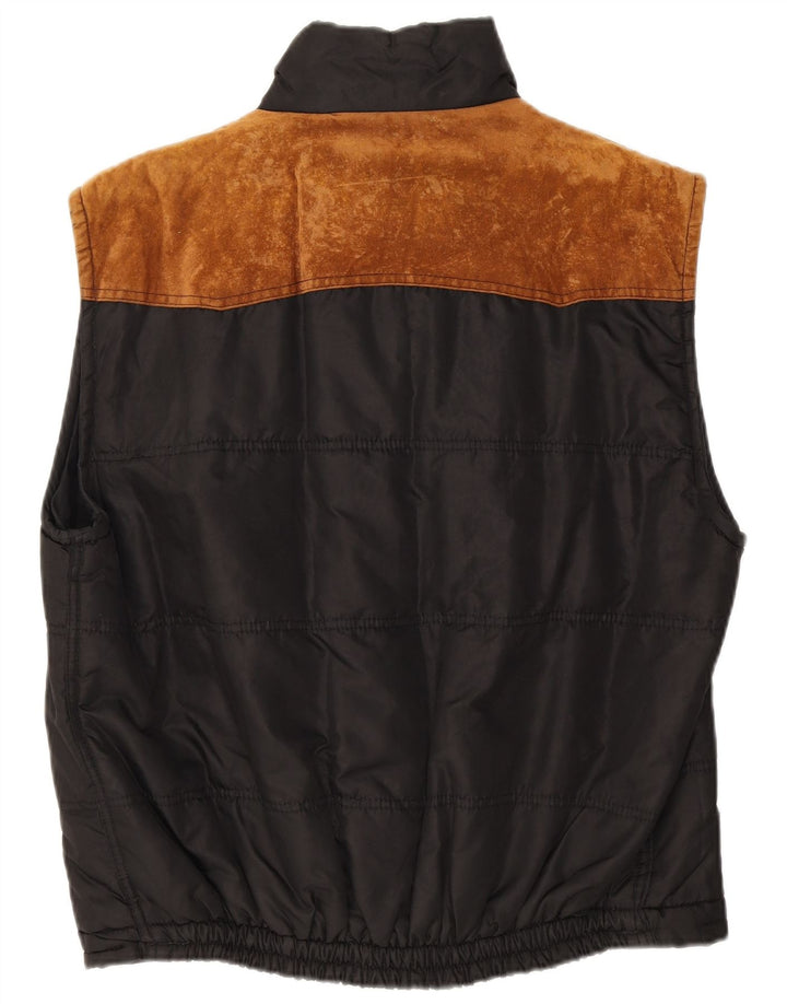 gilet rembourré vintage pour hommes UK 38 Polyester noir moyen