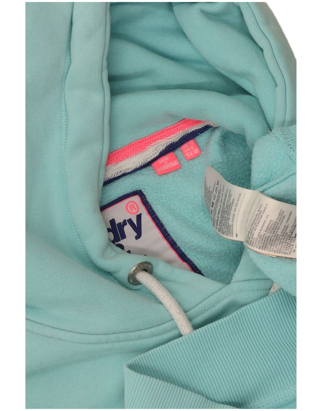 SUPERDRY Pull à capuche graphique surdimensionné pour femme UK 10 Small Turquoise