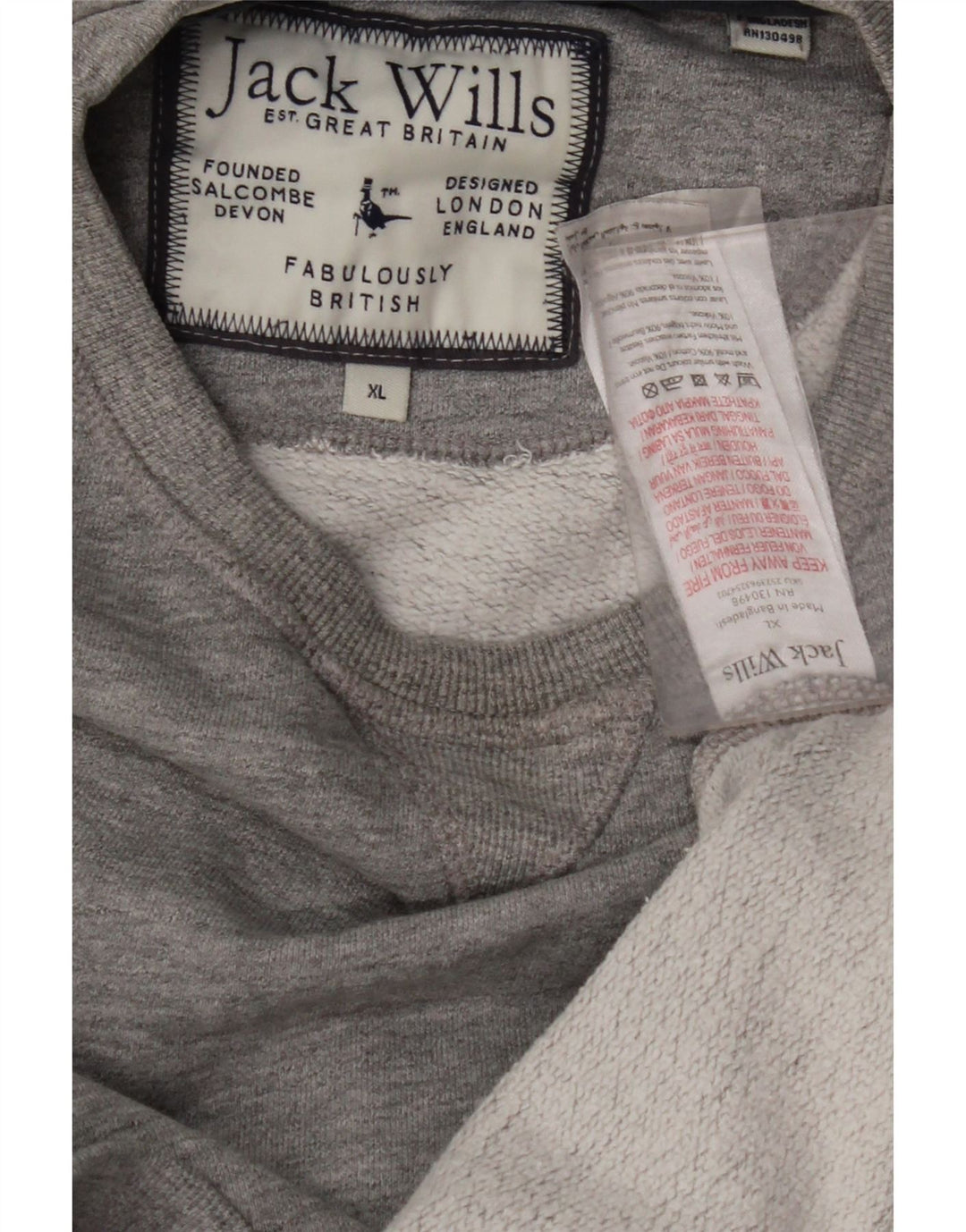 JACK WILLS Sweat-Shirt Homme XL Gris Rayure Coton
