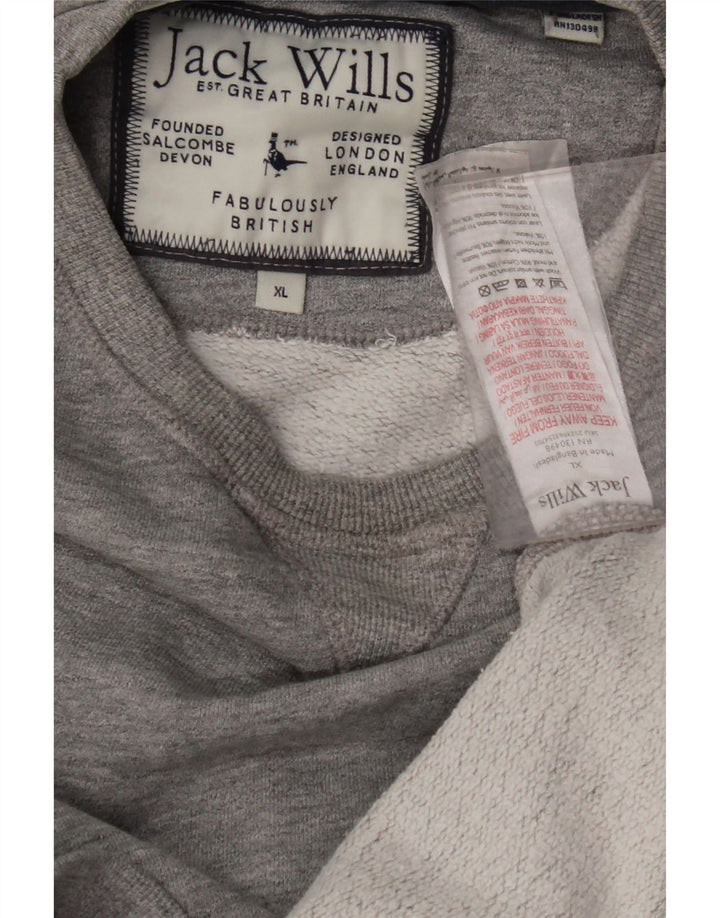 JACK WILLS Sweat-Shirt Homme XL Gris Rayure Coton