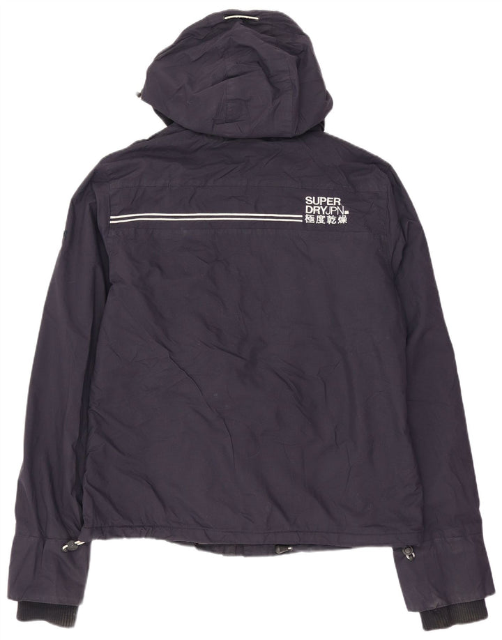Superdry Veste coupe-vent à capuche pour femme UK 14 Medium Navy Blue Nylon