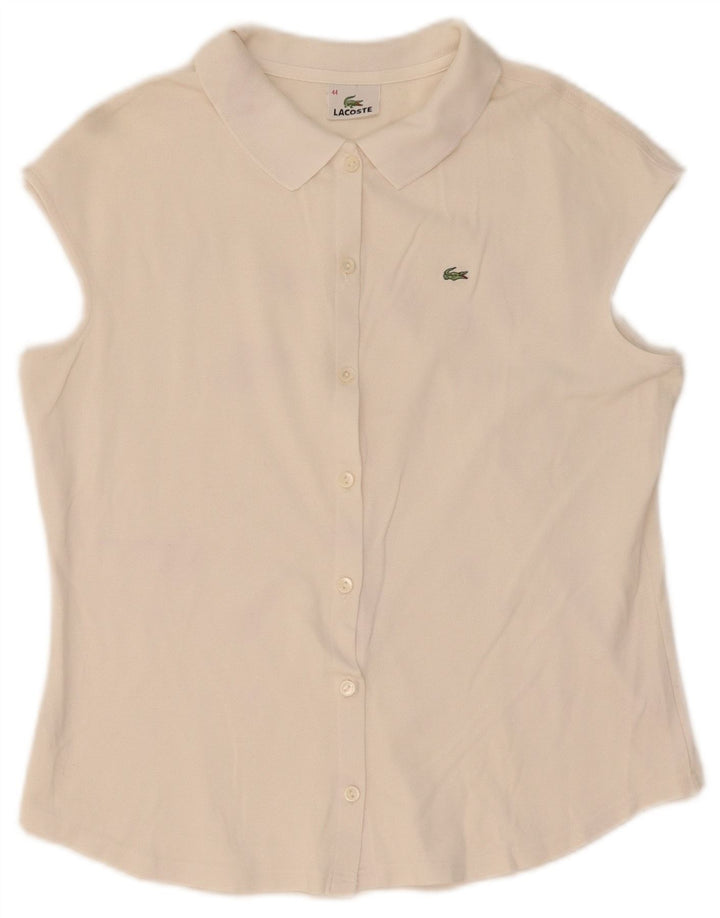 Lacoste Chemise à manches courtes pour femme Taille 44 Grand Blanc