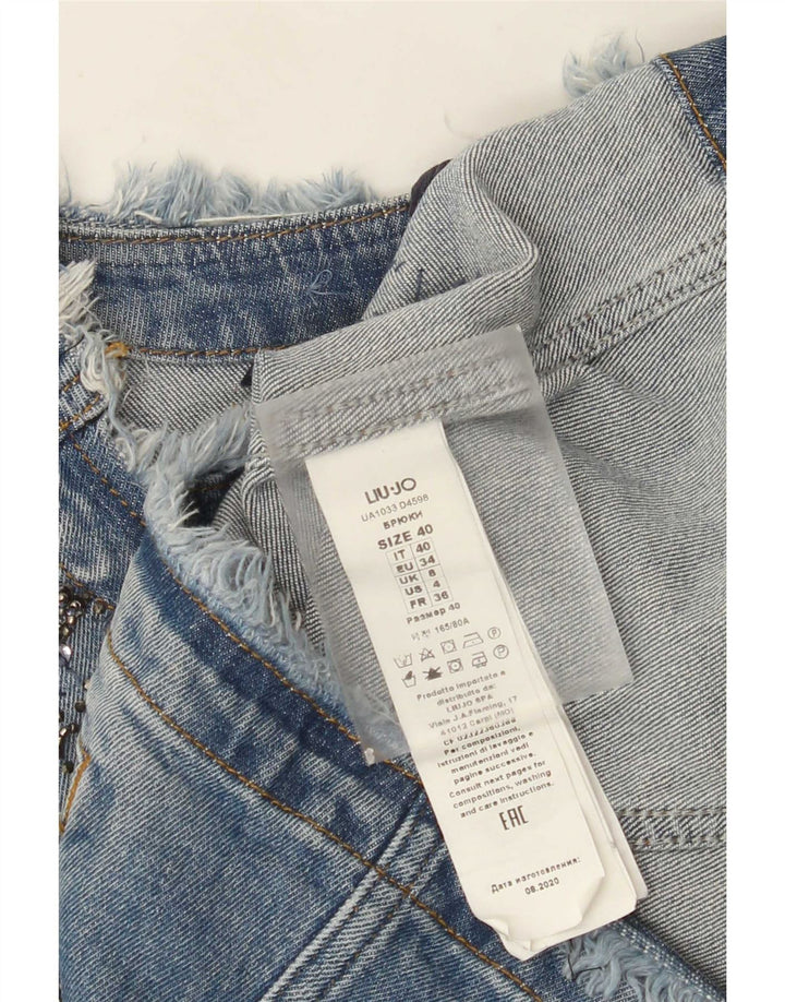 Liu Jo Veste en jean courte pour femme UK 8 Small Bleu Coton