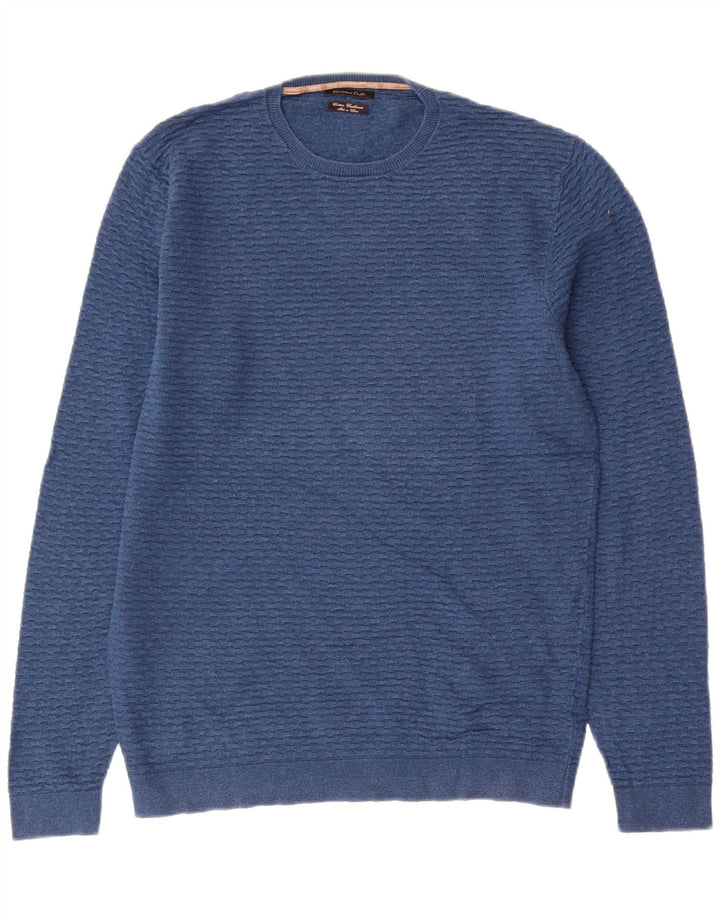 Massimo Dutti Pull col rond homme en coton bleu moyen