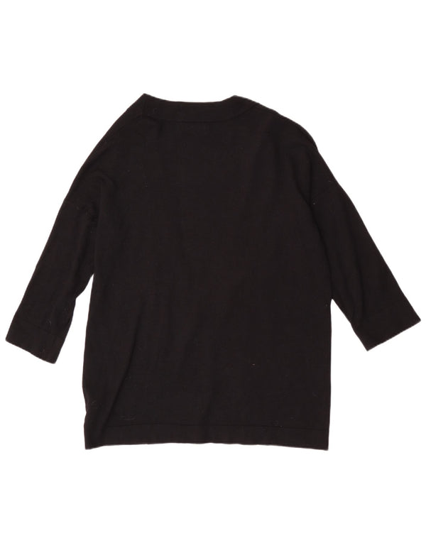Zara Cardigan ouvert à manches 3/4 pour femme UK 10 Small Noir Viscose