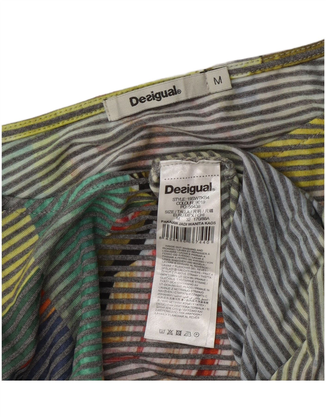 Desigual Womens Crop Blouse Top UK 14 Medium Multicolore Pinstripe