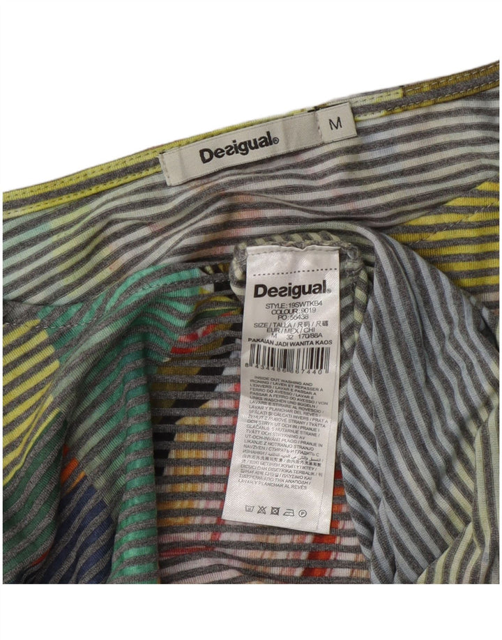 Desigual Womens Crop Blouse Top UK 14 Medium Multicolore Pinstripe
