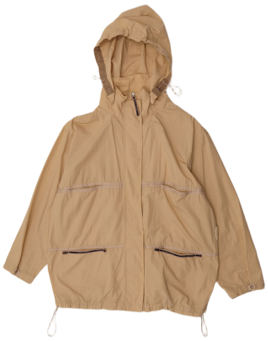 Krizia Jeans Veste utilitaire surdimensionnée pour femme UK 14 Large Jaune Coton