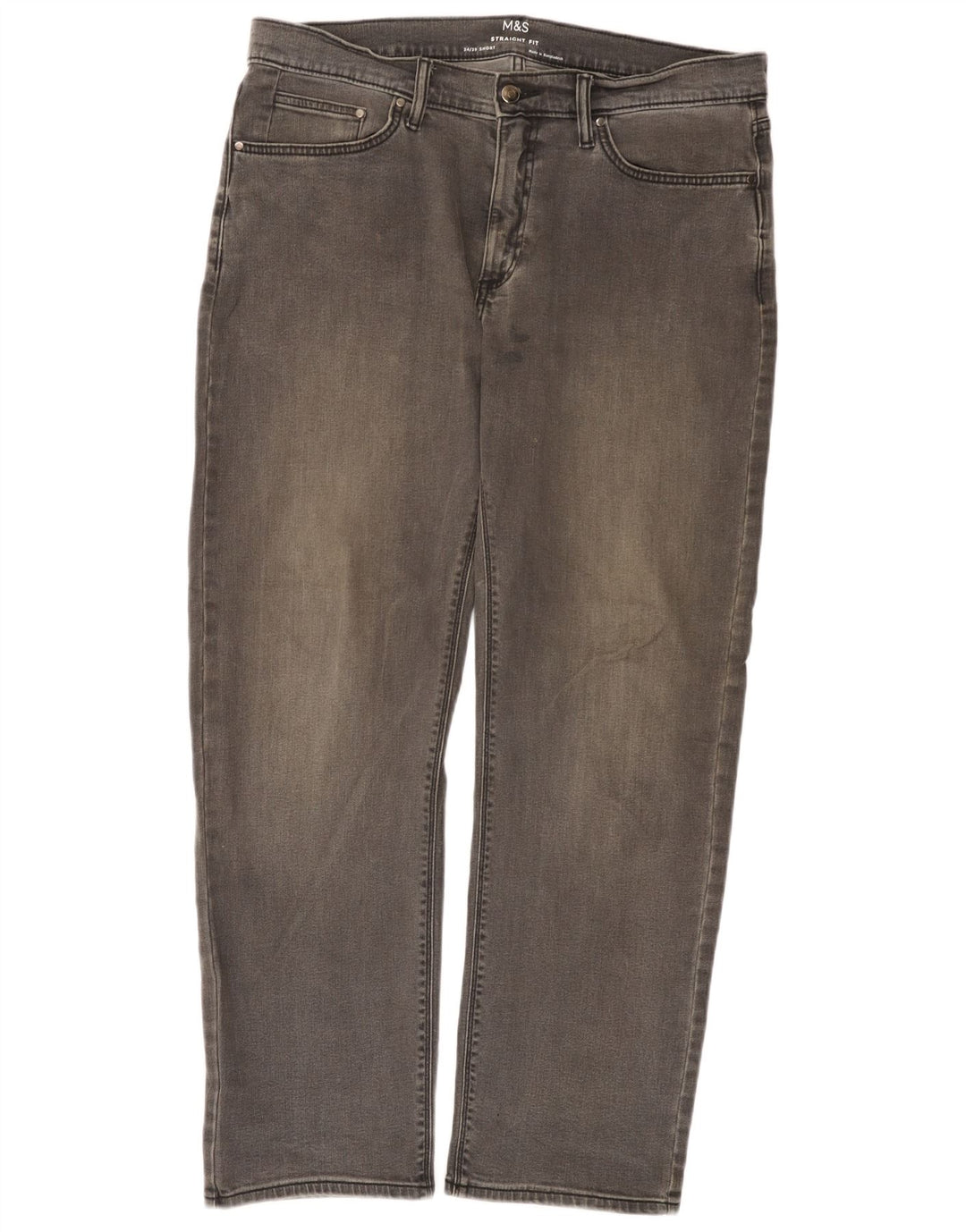 MARKS & SPENCER Jean Droit Homme W34 L29 Gris Coton