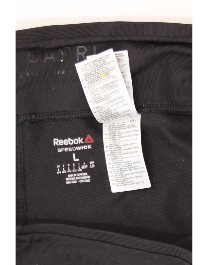 Reebok Femmes Capri Leggings UK 16/18 Grand Noir Polyester