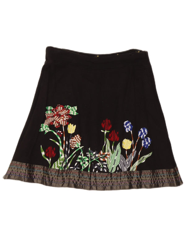 Desigual Femme Jupe Trapèze Small W27 Coton Floral Noir