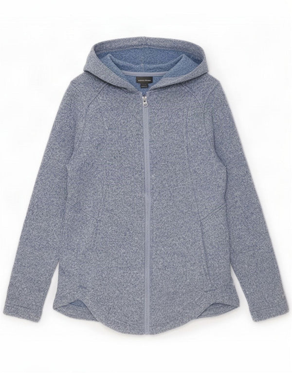 Eddie Bauer Pull à capuche zippé pour femme UK 10 Small Bleu Moucheté Polyester