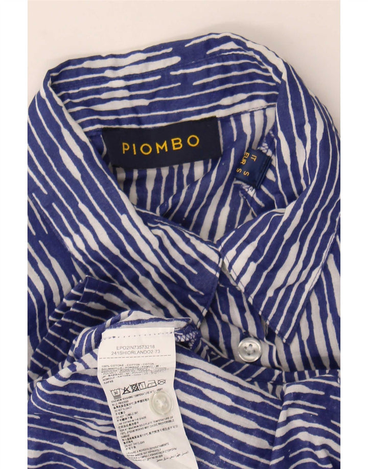 Piombo Chemise Femme UK 10 Petit Bleu Ikat Coton