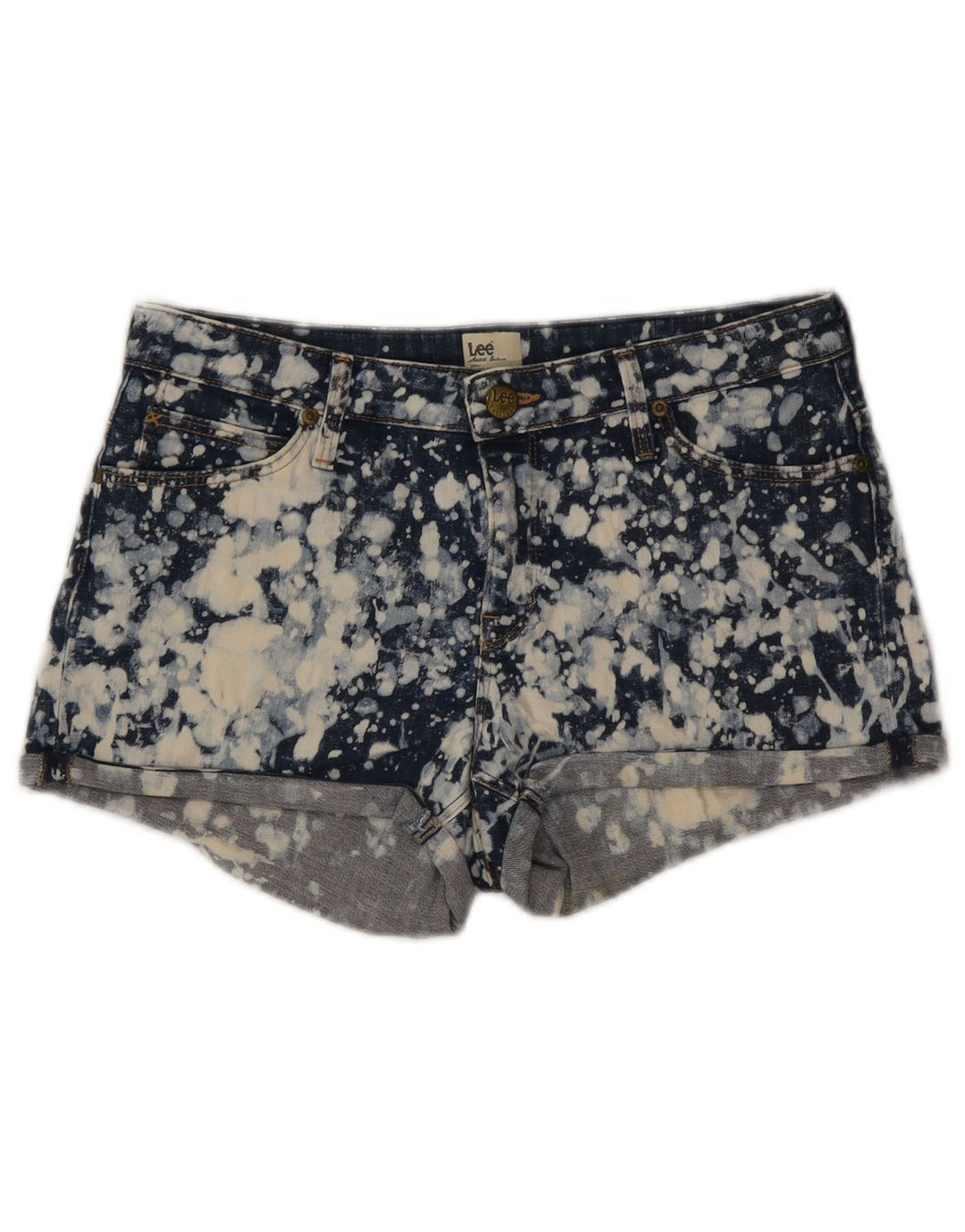 Lee Womens Denim Hot Pants W28 Moyen Bleu Marine Tie Dye Coton