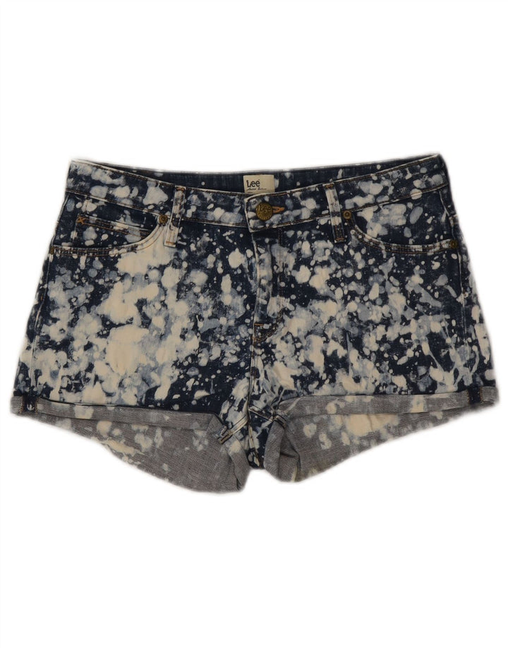 Lee Womens Denim Hot Pants W28 Moyen Bleu Marine Tie Dye Coton