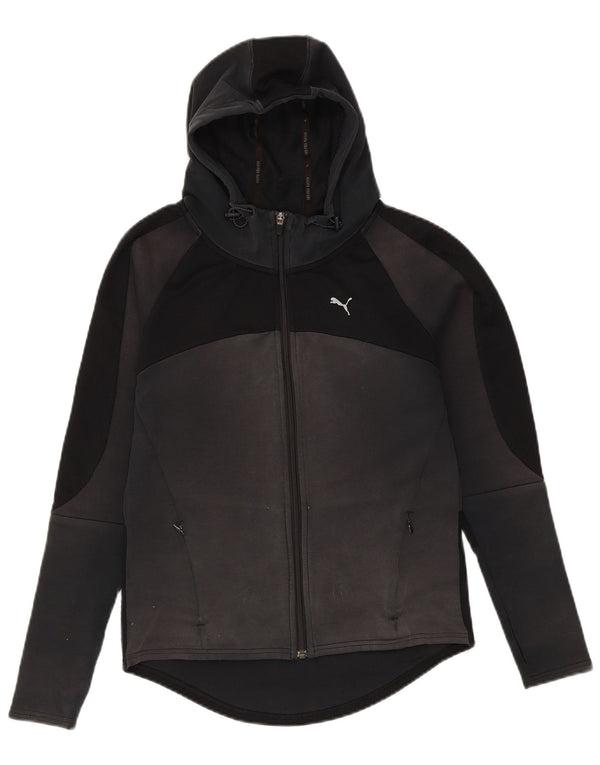 Puma Pull à capuche zippé pour femme UK 10 Petit coton color block noir