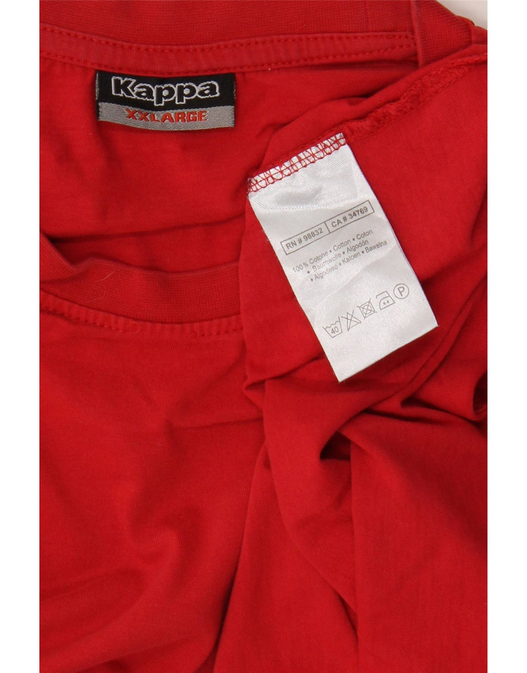 Kappa T-Shirt Homme Top 2XL Rouge Coton