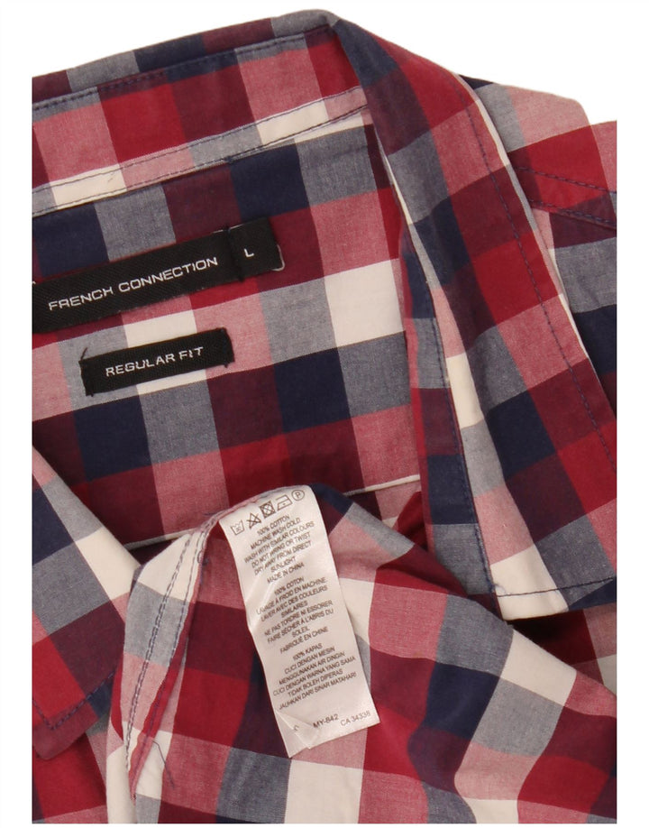 French Connection Chemise Regular Fit Homme Rouge à Carreaux en Coton
