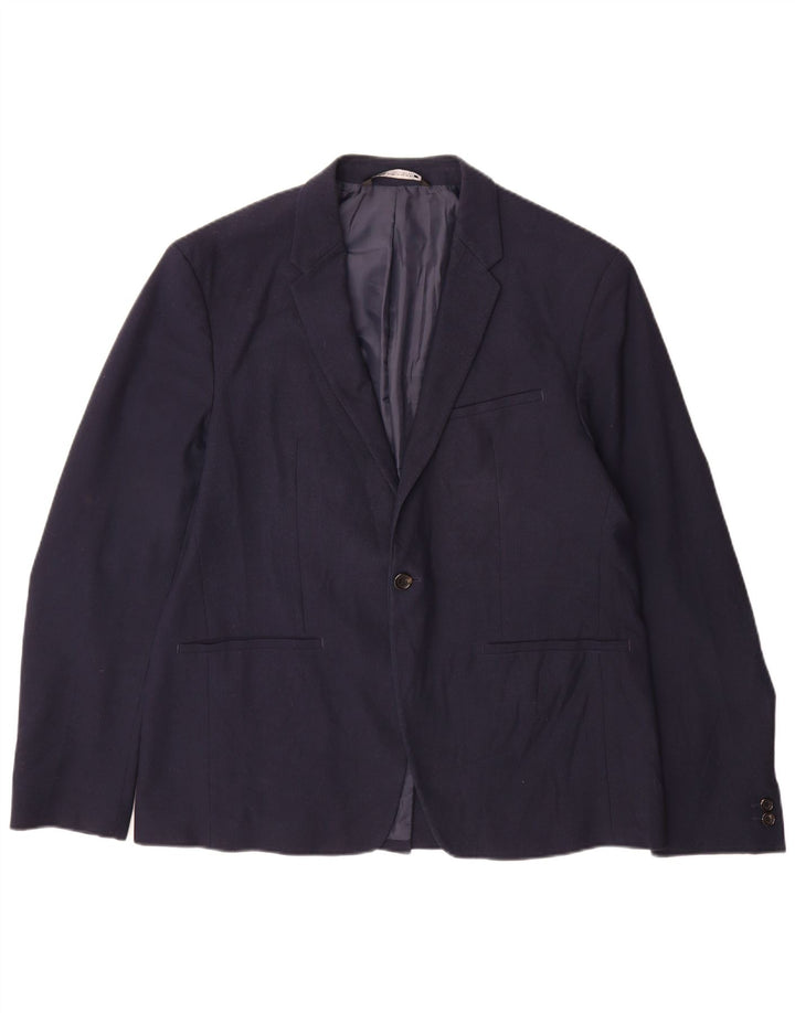 Zara Veste Blazer 1 Bouton Homme EU 54 XL Bleu Marine
