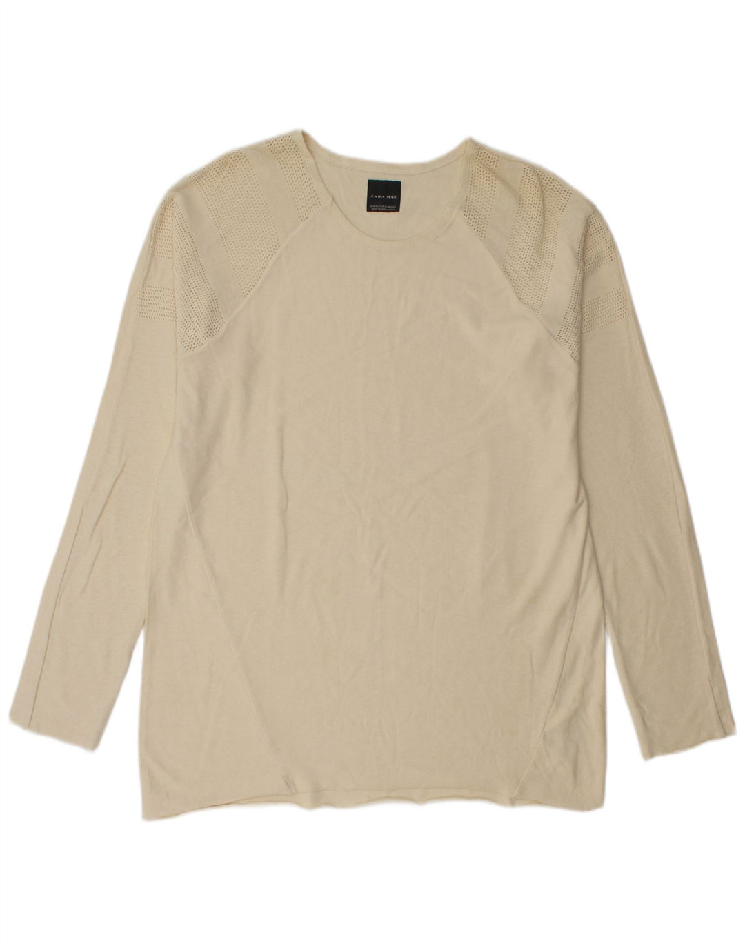 Zara Homme Top Manches Longues XL Coton Beige