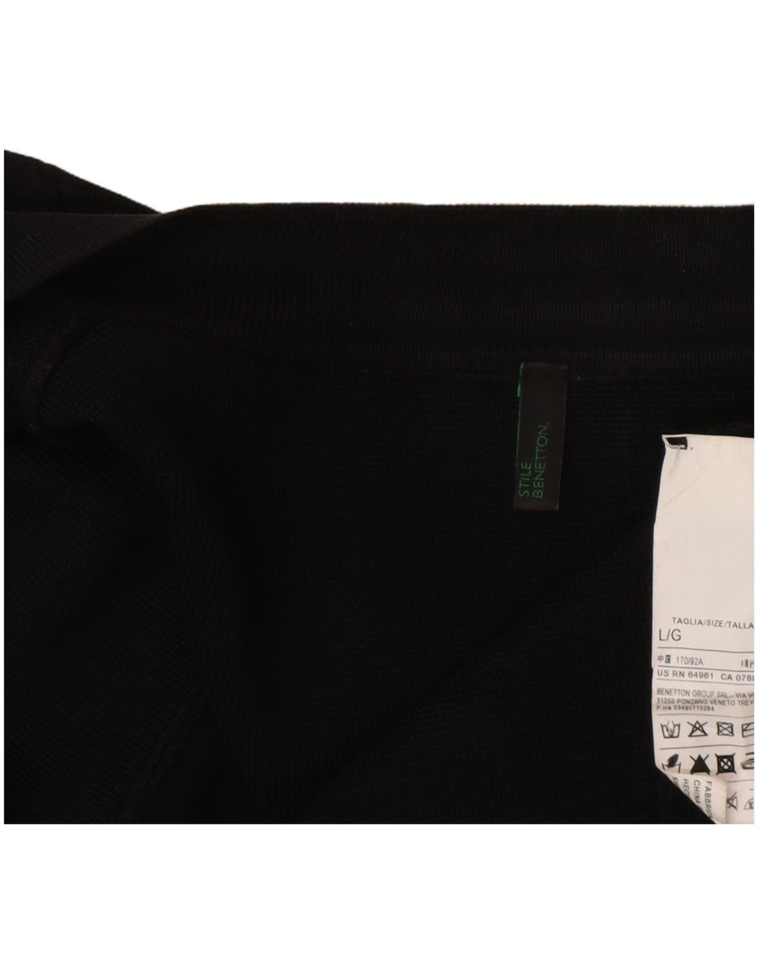 Benetton Pull Boléro Ouvert Femme UK 16 Large Noir Viscose