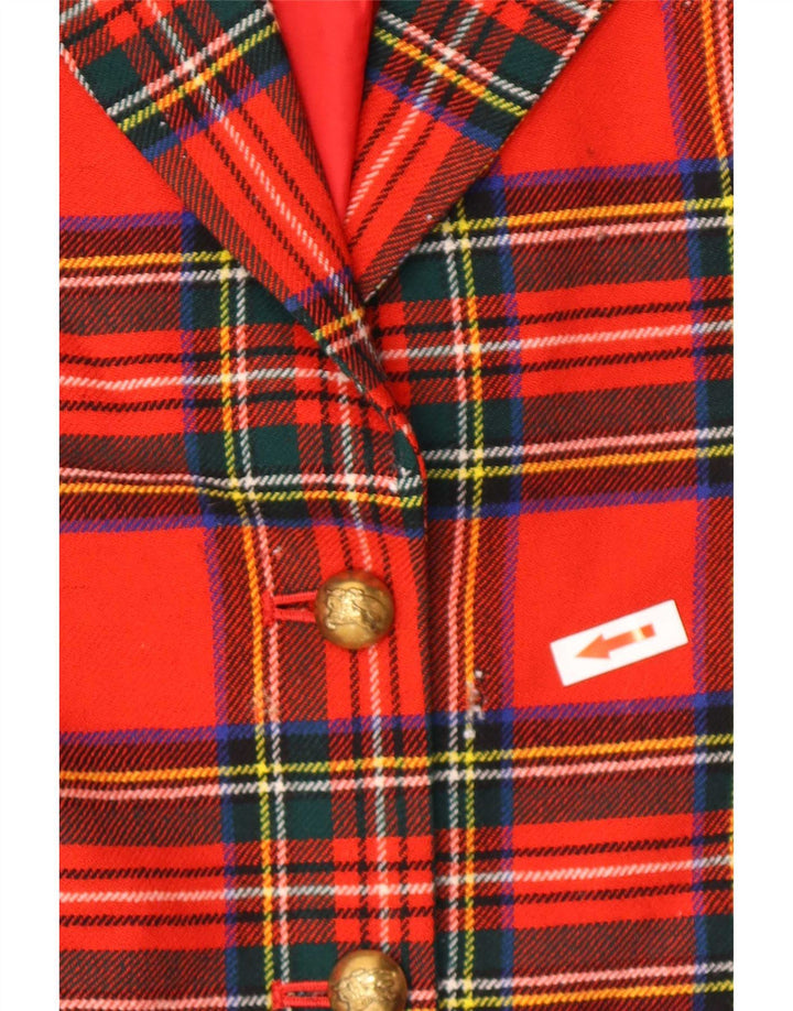 Burberrys Veste blazer à 2 boutons pour femme UK 14 à carreaux rouges moyens