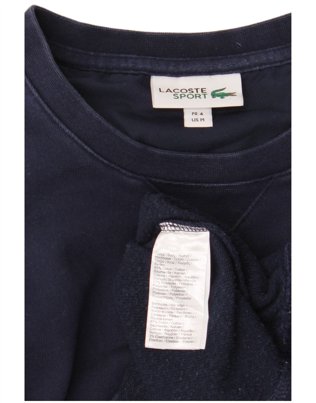 LACOSTE Homme Sweatshirt Jumper Taille 4 Moyen Bleu Marine Coton