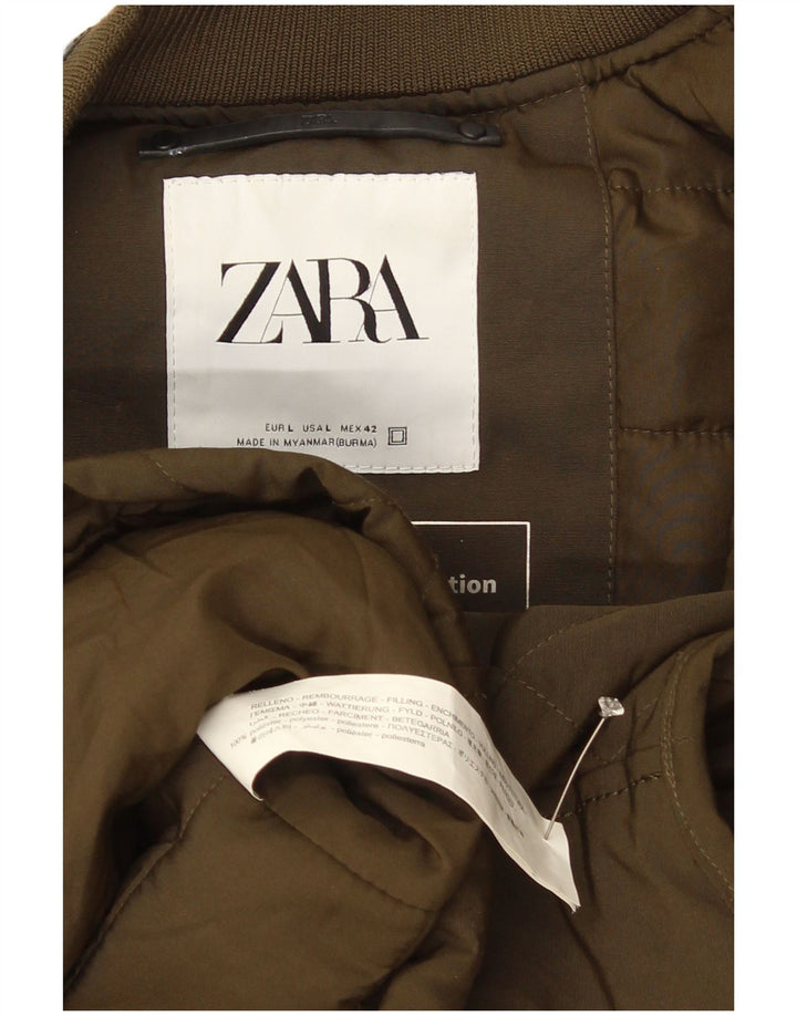 Zara Gilet matelassé pour homme UK 40 Large Kaki Polyester