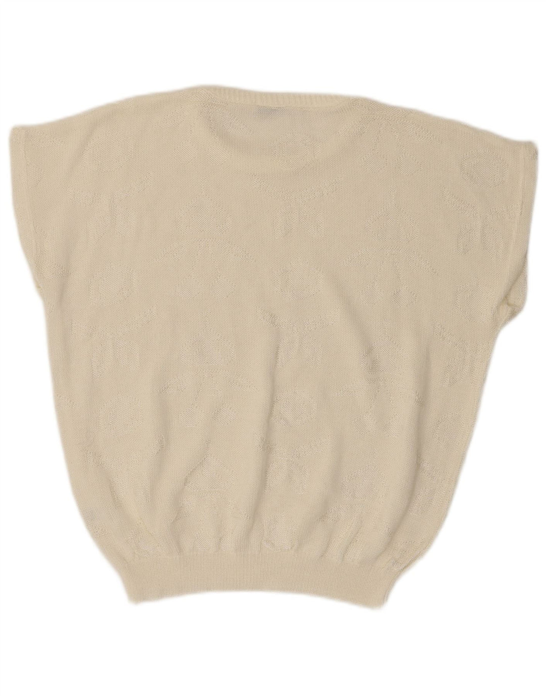 VINTAGE Pull surdimensionné à col rond pour femme UK 14 Medium Off White