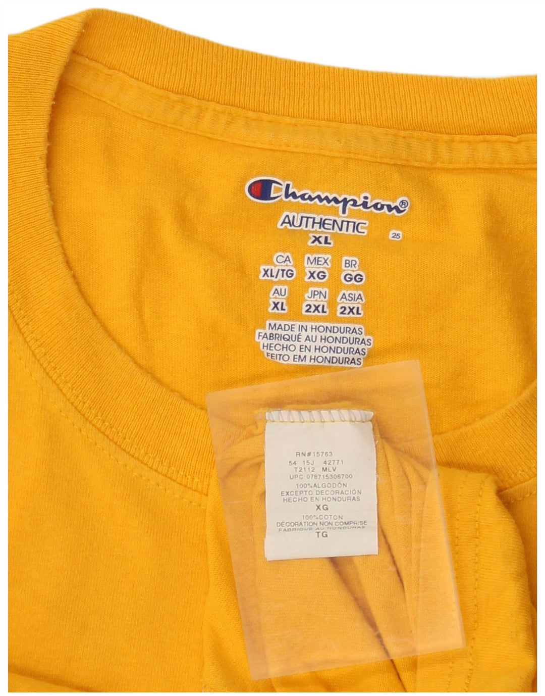 CHAMPION T-Shirt Homme Top XL Jaune Coton