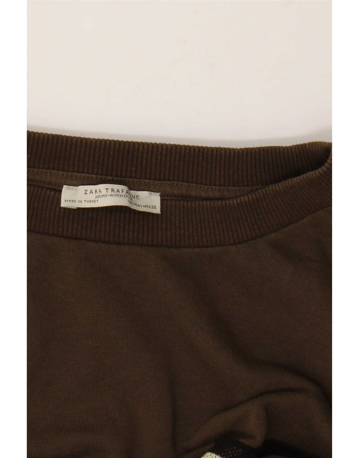 Zara Sweat-shirt surdimensionné pour femme UK 10 Petit Kaki Géométrique