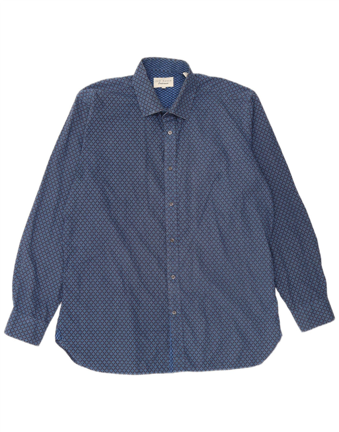 Ted Baker Chemise Homme Taille 16 1/2 Grand Coton Géométrique Bleu