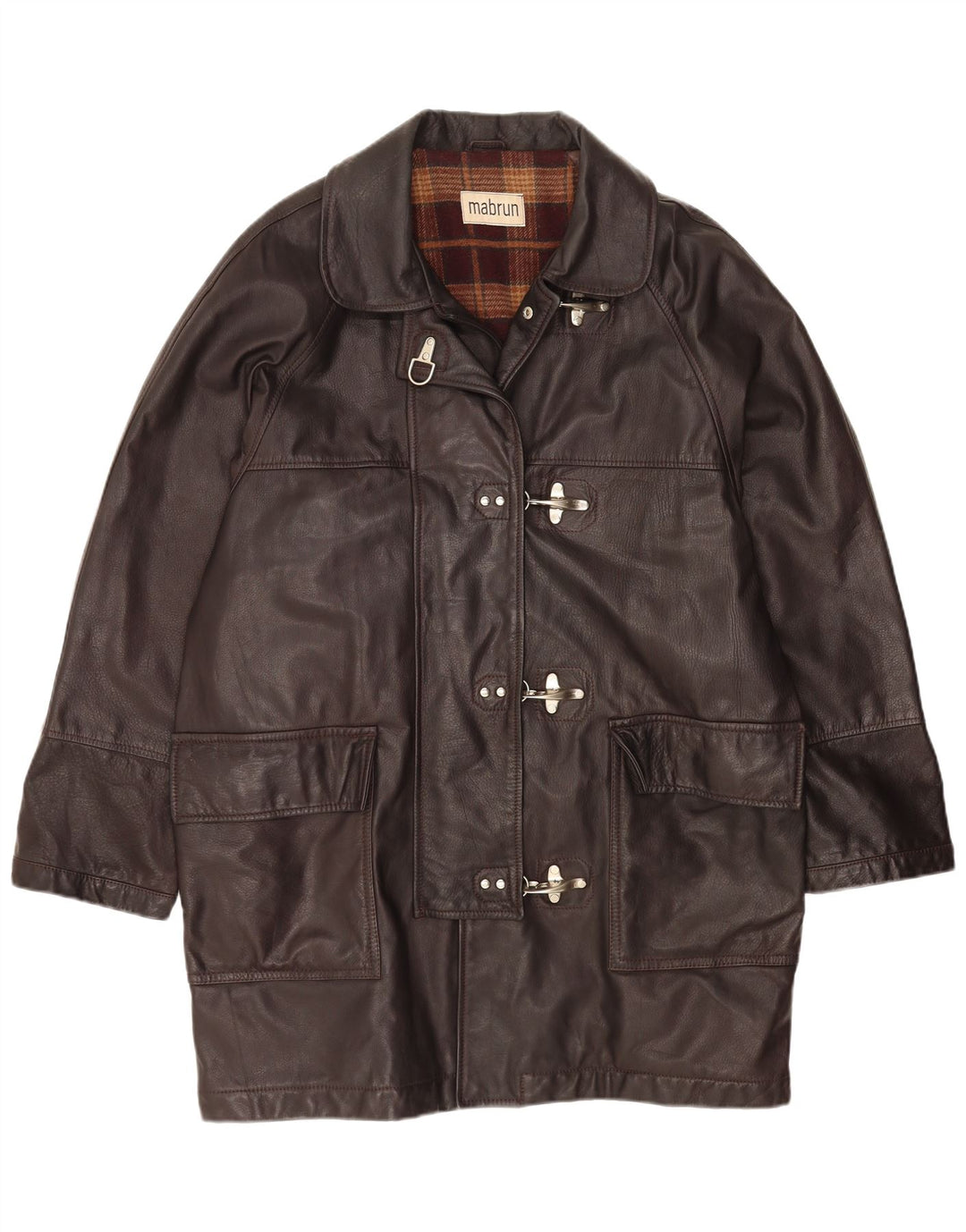 MABRUN Manteau en Cuir Oversize Femme IT 50 XL Cuir Marron