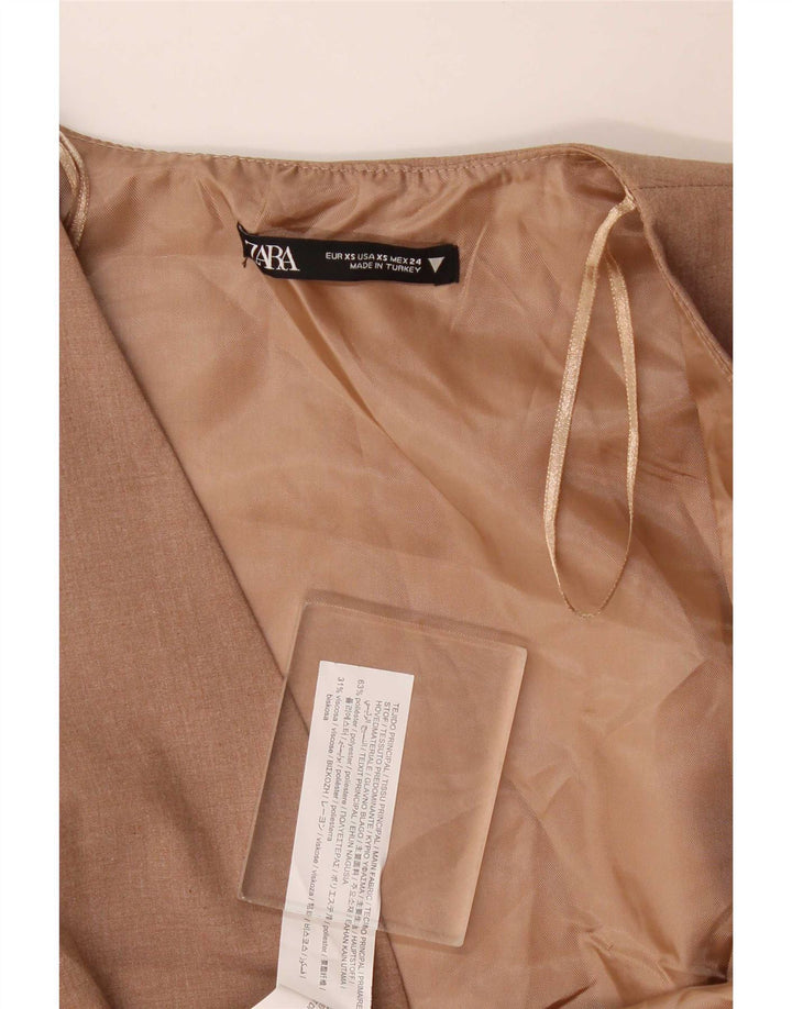 Zara Femme OPEN Gilet UK 4 XS Beige Polyester