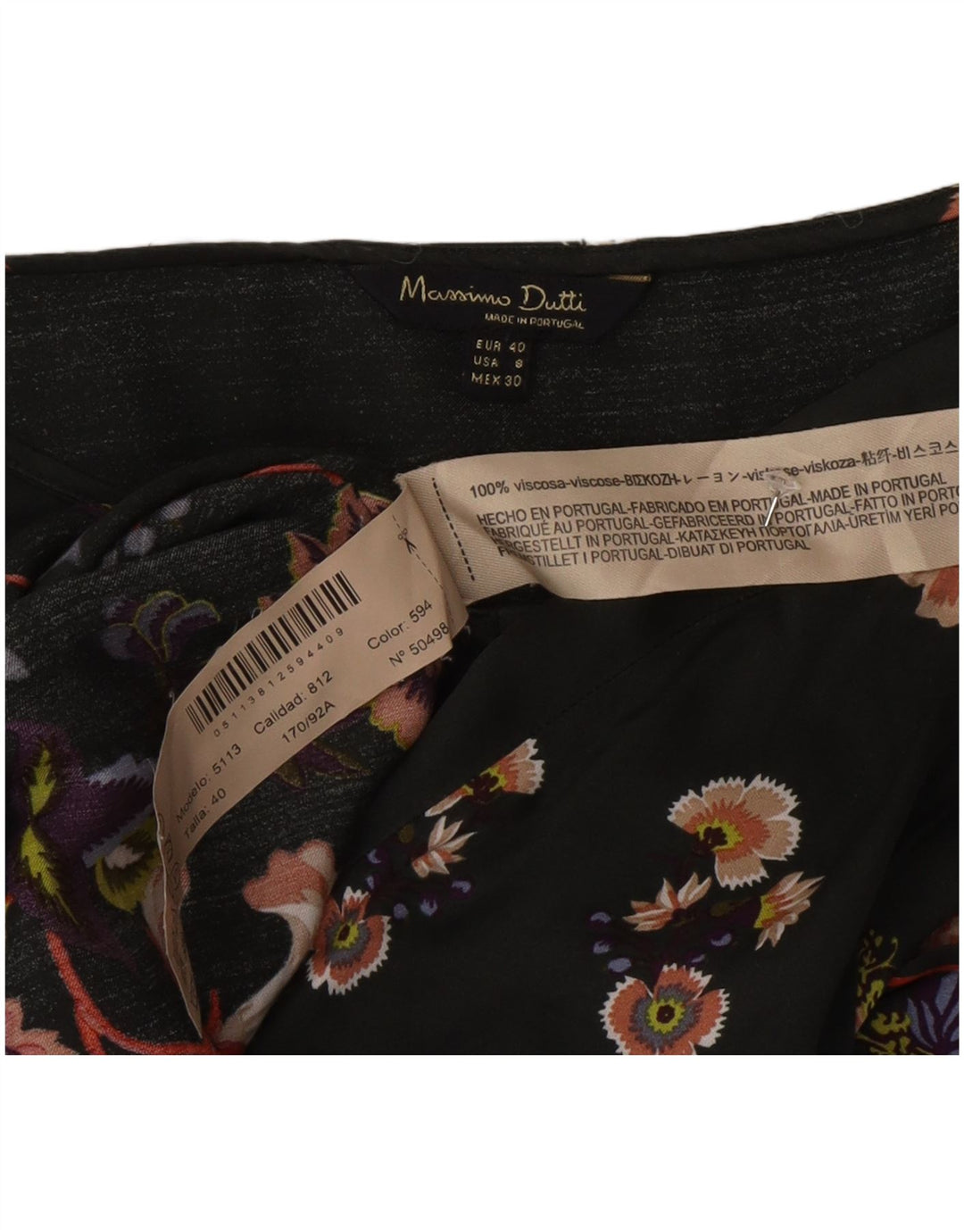 Massimo Dutti Chemisier à manches longues pour femme EU 40 Vert moyen floral