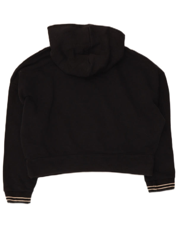 Fila Pull à capuche court graphique pour fille 9-10 ans Noir Coton