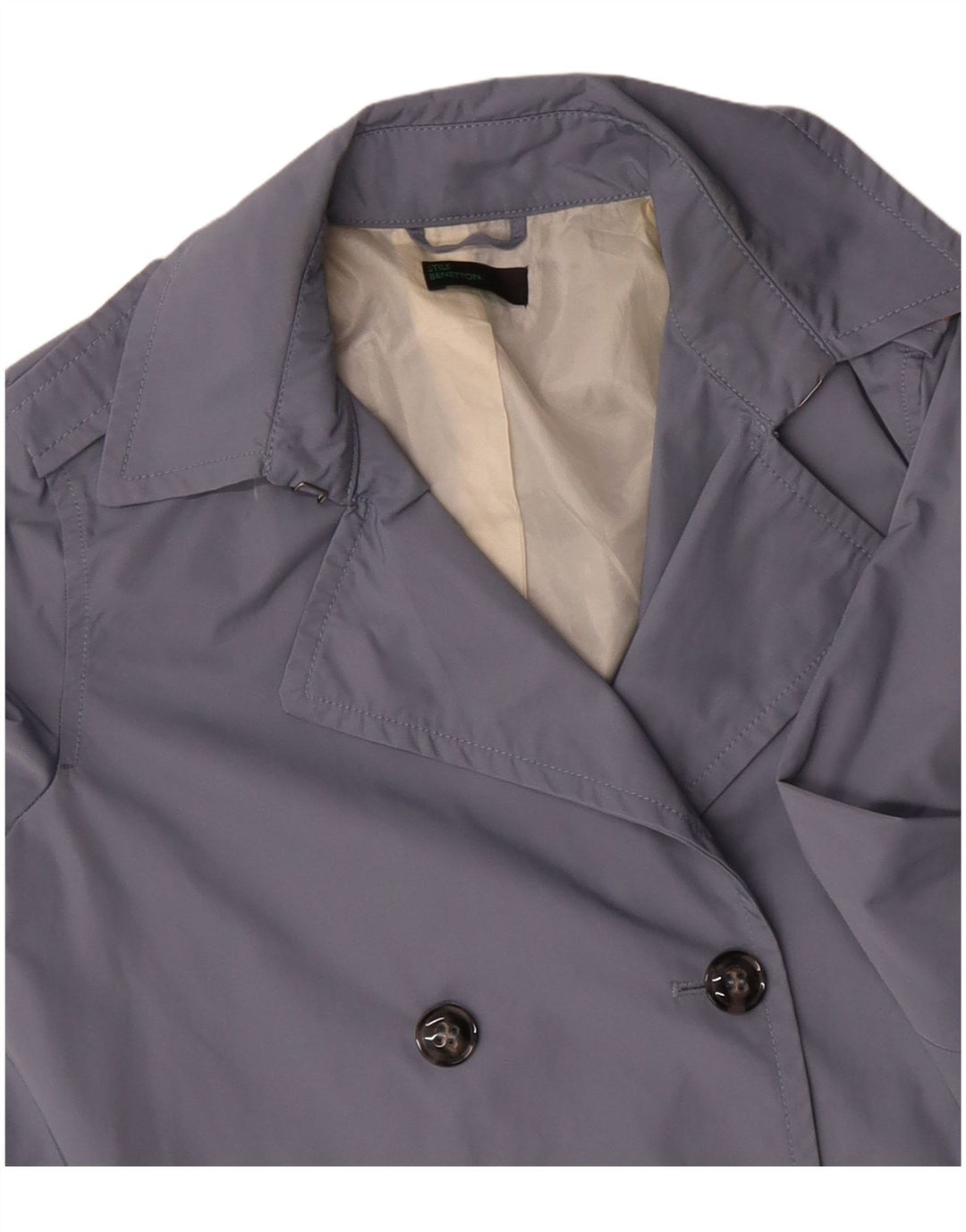 Benetton Trench-Coat Oversize Femme UK 10 Petit Bleu Polyester