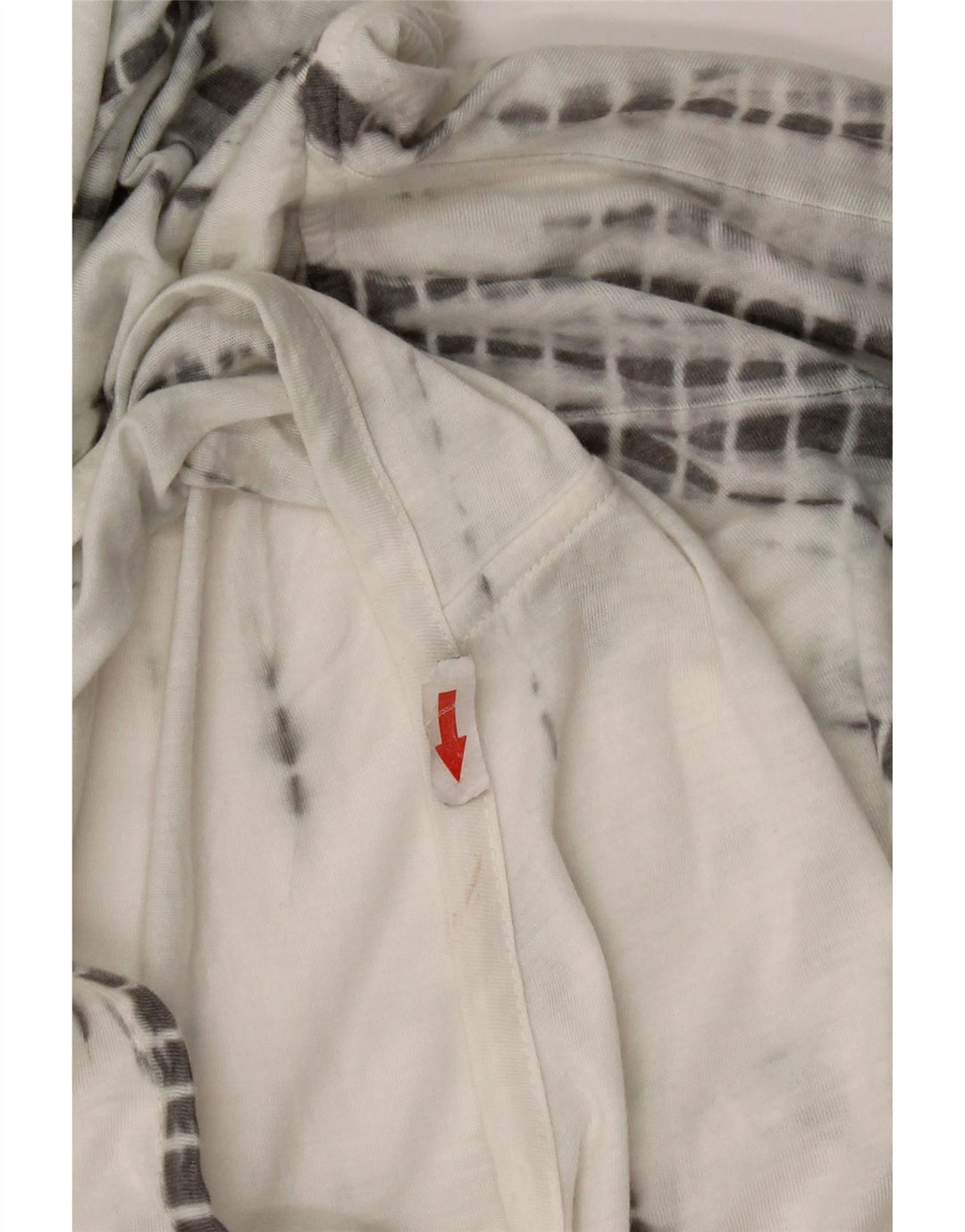 vintage Femmes Haut à capuche 3/4 Manches UK 14 Moyen Blanc Tie Dye Polyester